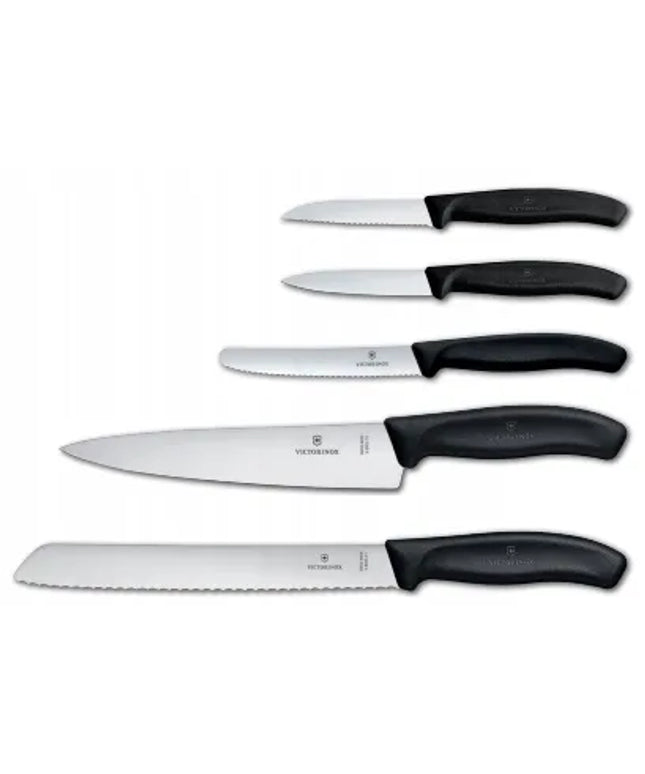 Victorinox Swiss Classic juodas 5 virtuvinių peilių rinkinys