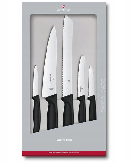 Victorinox Swiss Classic juodas 5 virtuvinių peilių rinkinys