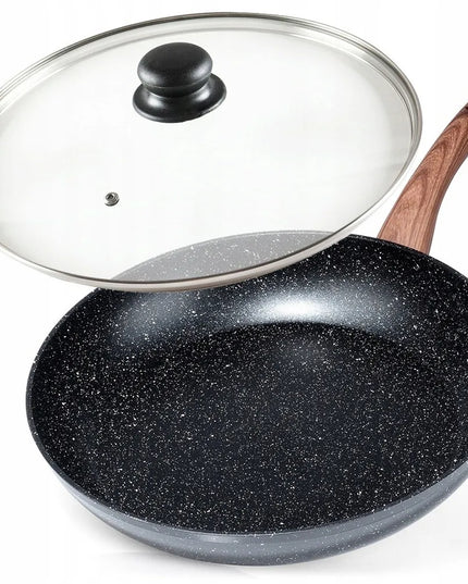 VILDE granitinė keptuvė kepimui ir troškinimui, 32 cm, dujinėms, indukcinėms viryklėms su dangčiu
