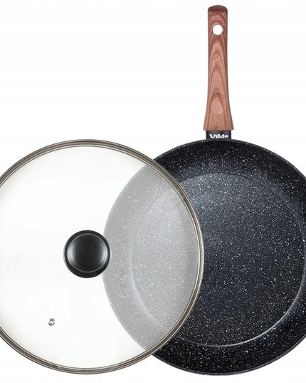 VILDE granitinė keptuvė kepimui ir troškinimui, 32 cm, dujinėms, indukcinėms viryklėms su dangčiu