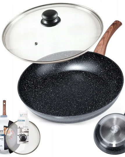 VILDE granitinė keptuvė kepimui ir troškinimui, 32 cm, dujinėms, indukcinėms viryklėms su dangčiu