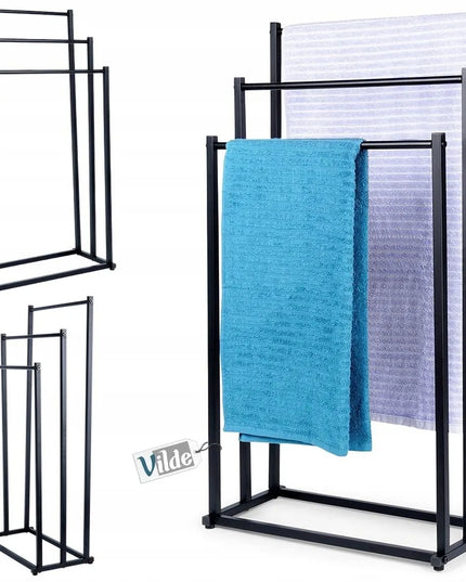 Vilde pastatomas metalinis rankšluosčių laikiklis, juodas