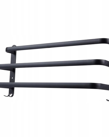 Vilde sieninė metalinė rankšluosčių kabykla su kabliukais, juoda, 50 cm