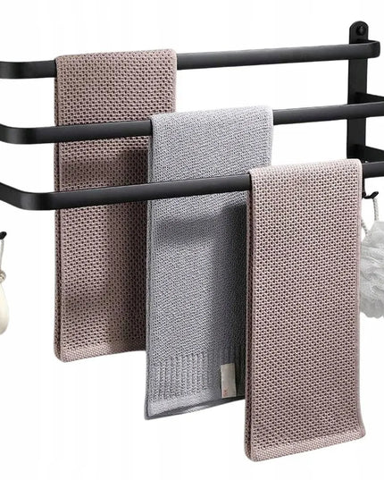 Vilde sieninė metalinė rankšluosčių kabykla su kabliukais, juoda, 50 cm