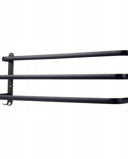 Vilde sieninė vonios rankšluosčių kabykla, metalinė, juoda su kabliukais, 60 cm