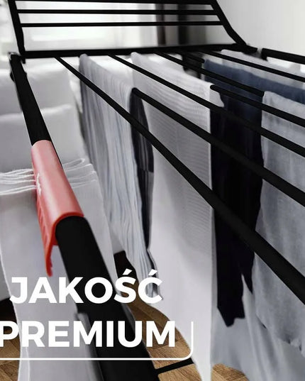Vileda King Ultimate drabužių džiovykla juoda matinė storais virvelėmis