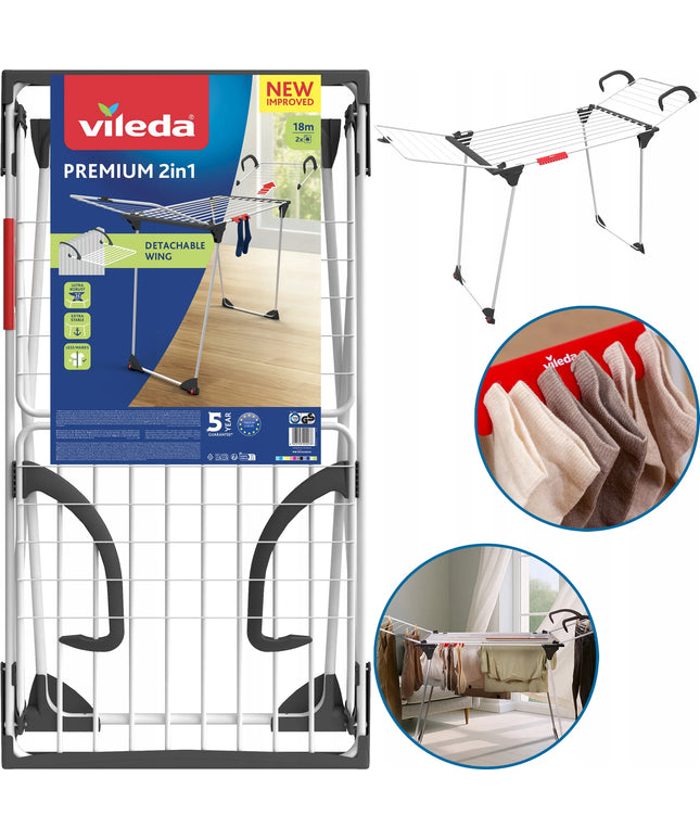 VILEDA PREMIUM 2IN1 pastatoma drabužių džiovykla namams