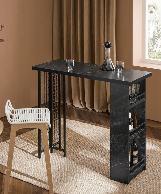 Virtuvinis Baro Stalas su Lentynomis Loft Stiliuje FWT100-SCH