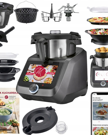 Virtuvinis robotas „SilverCrest Monsieur Cuisine Smart 2025“, antracito spalvos, su Wi-Fi ir programėle