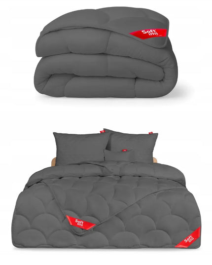 Visasezoninė antialerginė antklodė 200x220 + 2 pagalvės 70x80 pilkos spalvos rinkinys