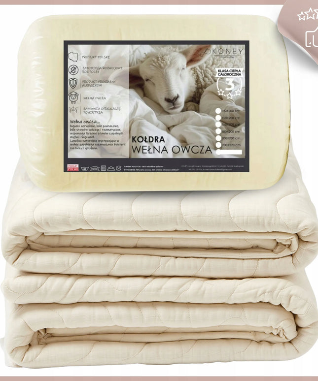 Visasezoninė antklodė 160x200 lengva plona avies vilna „Premium KONEY“