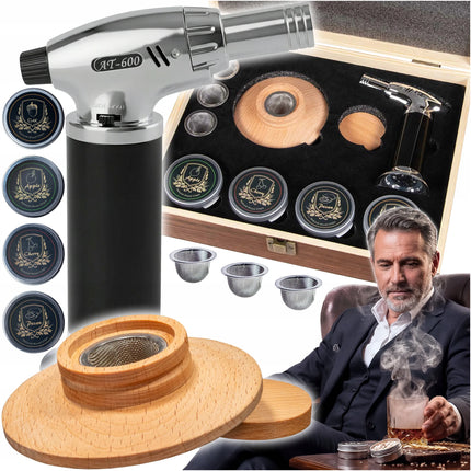 Viskio rūkymo rinkinys SMOKER elegantiškoje dėžutėje – puiki dovana vyrui