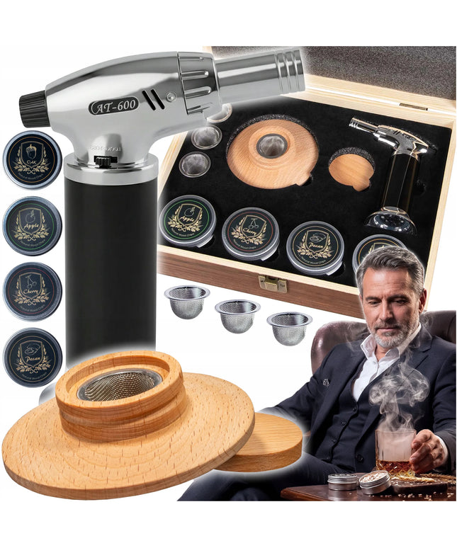 Viskio rūkymo rinkinys SMOKER elegantiškoje dėžutėje – puiki dovana vyrui
