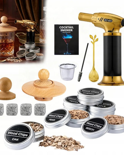 Viskio rūkymo rinkinys Whisky Smoker DOVANA vyrui draugui su medžio drožlėmis didelis