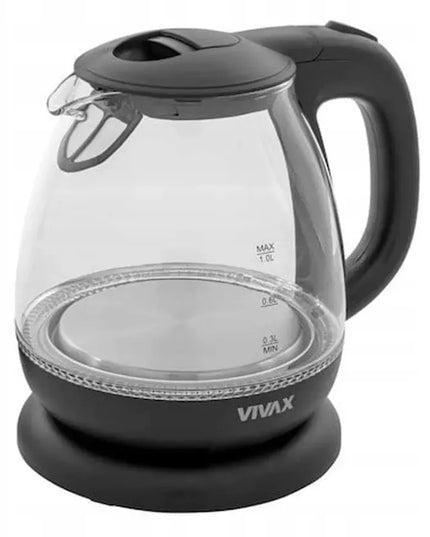 Vivax WH-100G stiklinis elektrinis virdulys 1100 W 1 l juodas