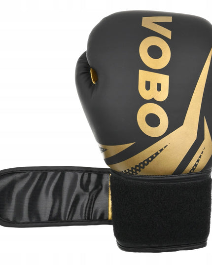 VoBo bokso pirštinės 12 oz – auksinės ir juodos spalvos