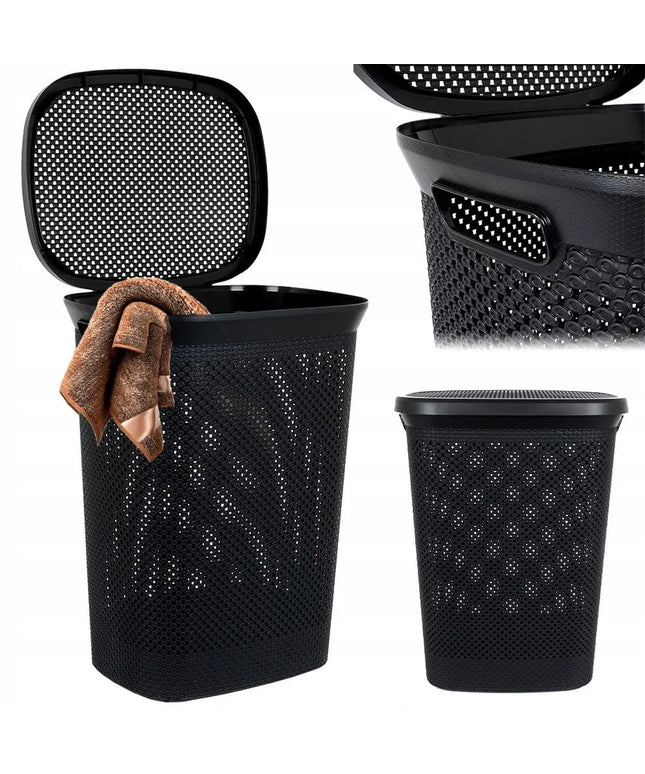 Vonios kambario skalbinių krepšys Bathroom Solutions, plastikinis, juodas, 60 l