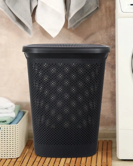 Vonios kambario skalbinių krepšys Bathroom Solutions, plastikinis, juodas, 60 l