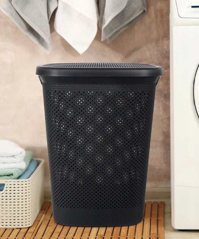 Vonios kambario skalbinių krepšys Bathroom Solutions, plastikinis, juodas, 60 l