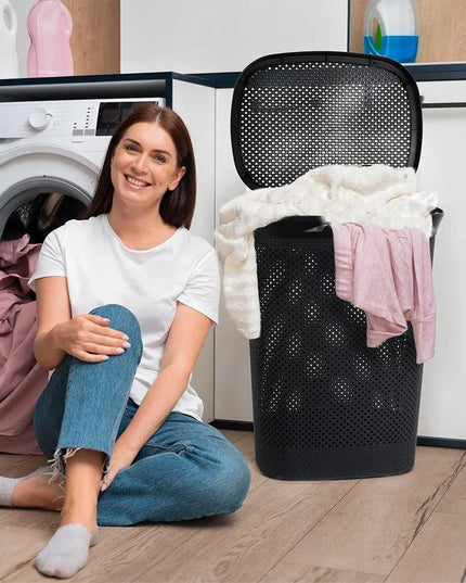 Vonios kambario skalbinių krepšys Bathroom Solutions, plastikinis, juodas, 60 l
