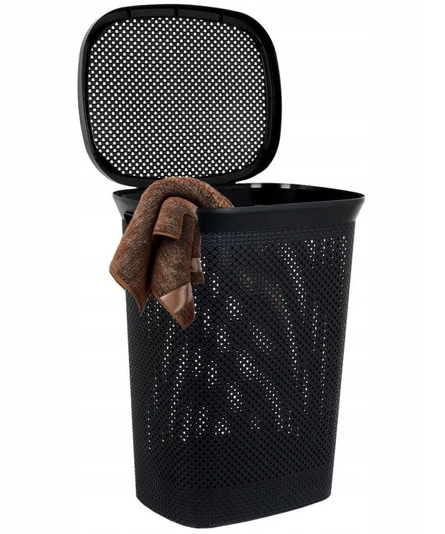 Vonios kambario skalbinių krepšys Storage Solutions, plastikinis, juodas, 60l
