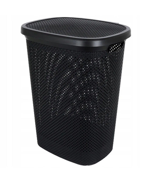 Vonios kambario skalbinių krepšys Storage Solutions, plastikinis, juodas, 60l