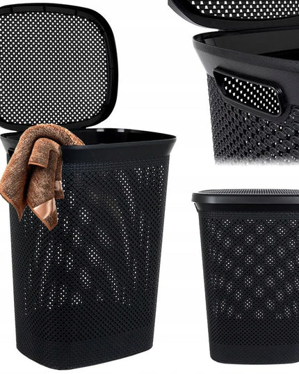 Vonios kambario skalbinių krepšys Storage Solutions, plastikinis, juodas, 60l