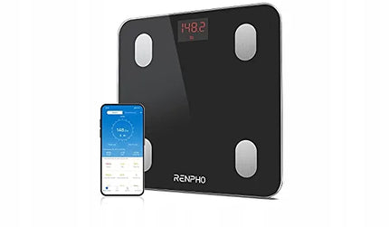 Vonios svarstyklės Renpho BG260R skaitmeninės, LED ekranas, juodos, iki 180 kg