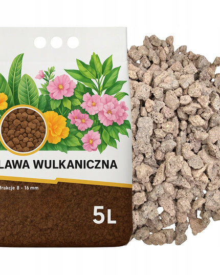 Vulkaninė lava 8–16 mm 5L – drenažas, vazonai, sodas, akvariumas, dekoravimas