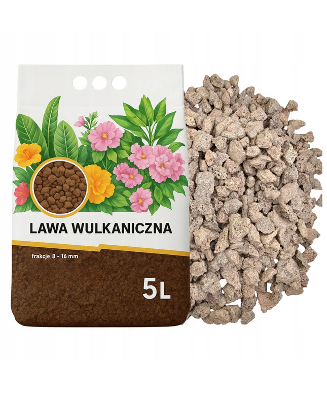 Vulkaninė lava 8–16 mm 5L – drenažas, vazonai, sodas, akvariumas, dekoravimas