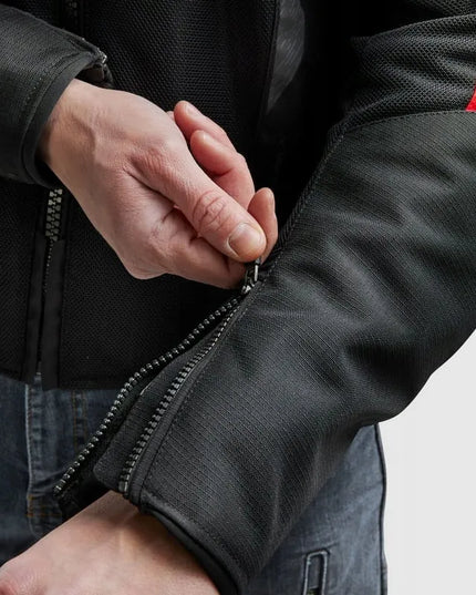 Vyriška tekstilinė motociklininko striukė REBELHORN JAX BLACK RED, XXL