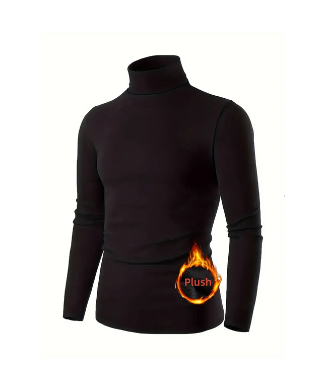 Vyriškas juodas megztinis, golfas su pašiltinimu