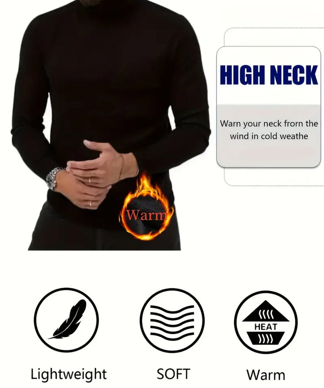 Vyriškas juodas megztinis, golfas su pašiltinimu