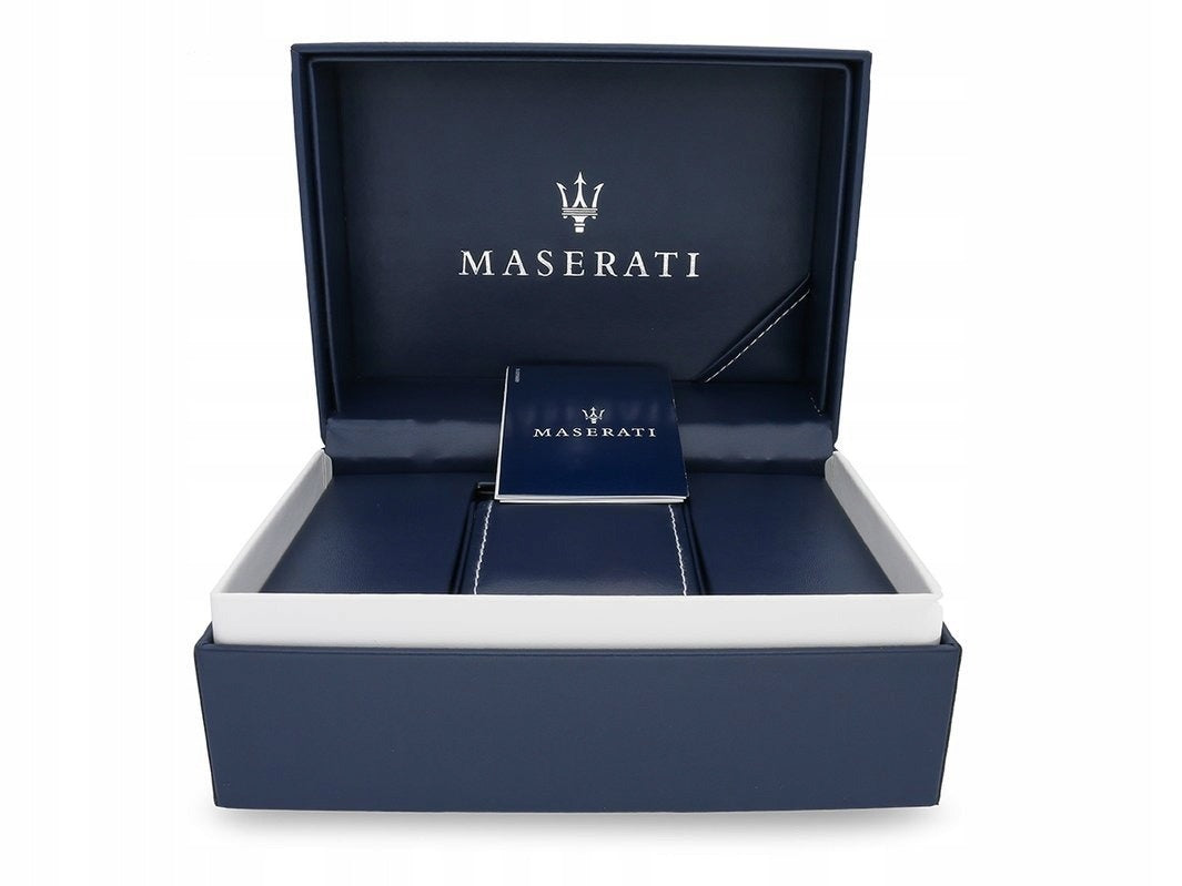 Vyriškas laikrodis Maserati Traguardo R8873612041 auksinis nerūdijančio plieno chronografas su juodu ciferblatu, atsparus vandeniui 100M, originali dėžutė