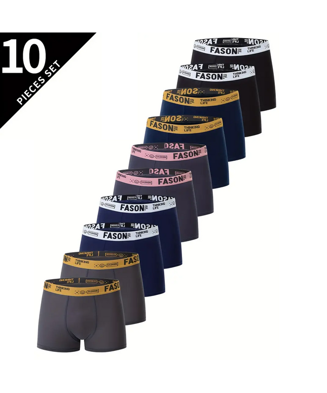 10 vnt. Vyriški kvėpuojantys apatiniai – patogūs, tamprūs, vienaspalviai bokseriai, laisvalaikiui ir sportui