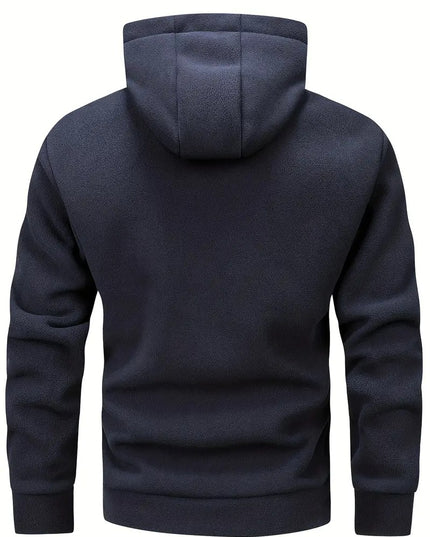 Vyriška šilta sportinė striukė su gobtuvu, užtrauktuku ir kišenėmis – laisvalaikio paminkštintas džemperis rudeniui ir žiemai
