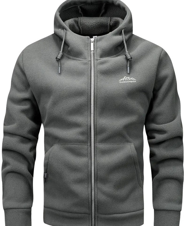 Vyriška šilta sportinė striukė su gobtuvu, užtrauktuku ir kišenėmis – laisvalaikio paminkštintas džemperis rudeniui ir žiemai