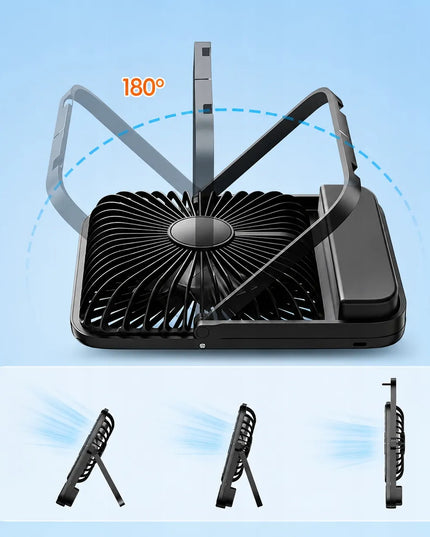 Warmco D3 USB tylus mini stalinis ventiliatorius su 10000mAh baterija ir kempingo funkcija