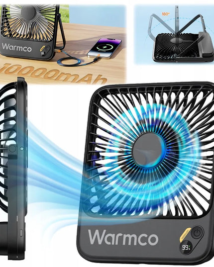 Warmco D3 USB tylus mini stalinis ventiliatorius su 10000mAh baterija ir kempingo funkcija