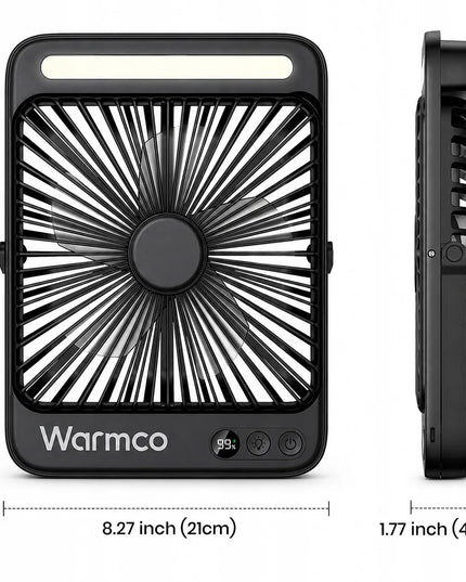 Warmco D4 tyli USB mini stalo ventiliatorius, stovyklavietės, 20000mAh, juodas