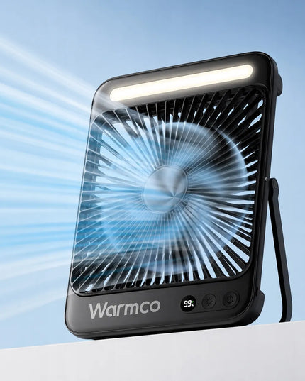 Warmco D4 tyli USB mini stalo ventiliatorius, stovyklavietės, 20000mAh, juodas