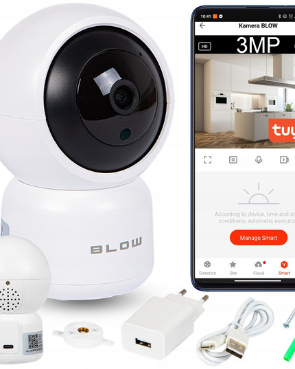 WiFi besisukanti IP kamera 3MP Ultra HD su garsu, judesio sekimu ir Tuya Smart programėle – kūdikio stebėjimo kamera Blow