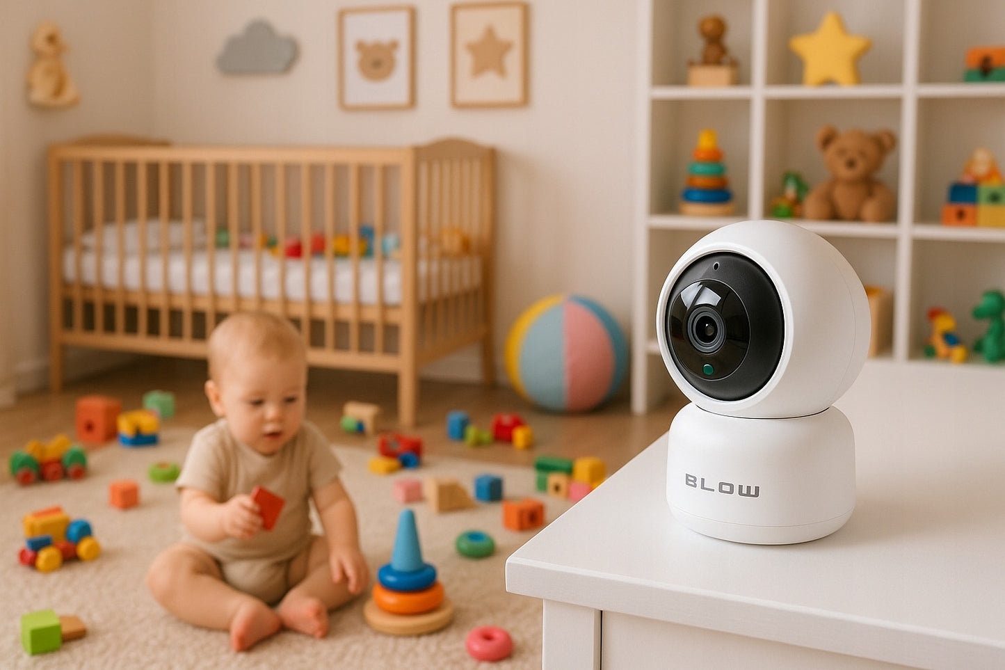 WiFi besisukanti IP kamera 3MP Ultra HD su garsu, judesio sekimu ir Tuya Smart programėle – kūdikio stebėjimo kamera Blow