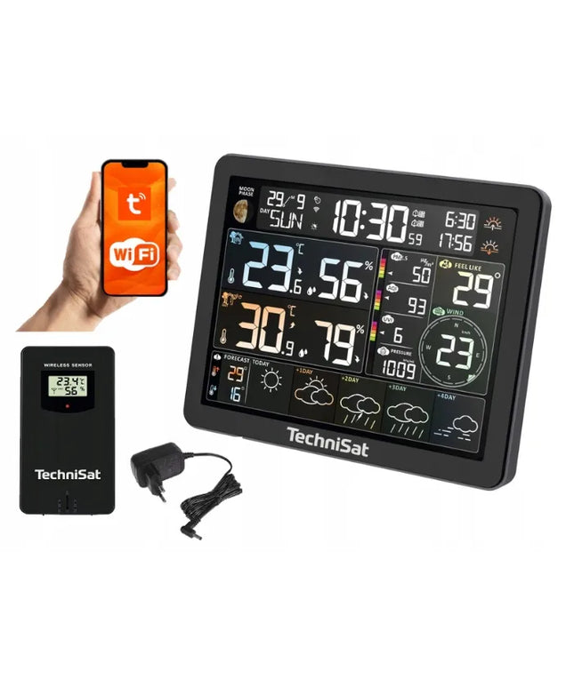WiFi meteorologinė stotelė su išoriniu jutikliu, LCD ekranu ir Tuya Smart valdymu TechniSat IMETEO 800