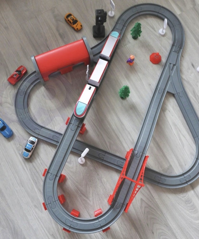 Woopie Elektrinė Geležinkelio Žaislų Rinkinys Vaikams 80 elementų Lokomotyvas Tiltas Tunelis Multicolor