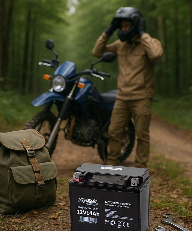 XTREME motociklo akumuliatorius 12V 14Ah nereikalaujantis priežiūros skuteriams, keturračiams, ATV