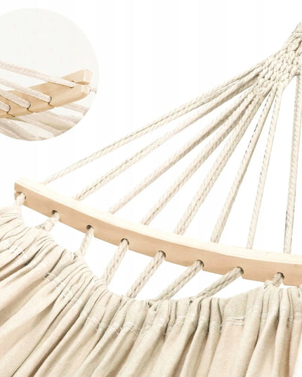XXL sodo hamakas boho dvivietis su 40 cm sustiprintu strypu 260 x 155 cm