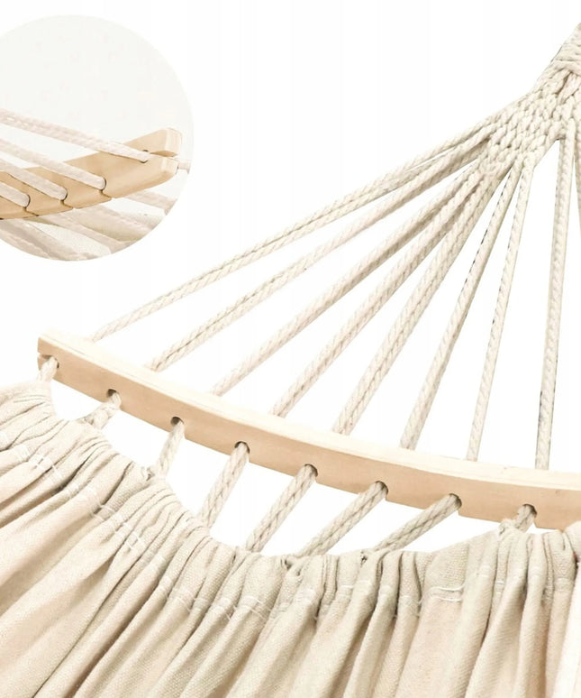 XXL sodo hamakas boho dvivietis su 40 cm sustiprintu strypu 260 x 155 cm