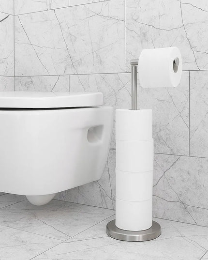 Yoka Home 2-in-1 tualetinio popieriaus stovas su laikikliu, sidabrinis, XXL
