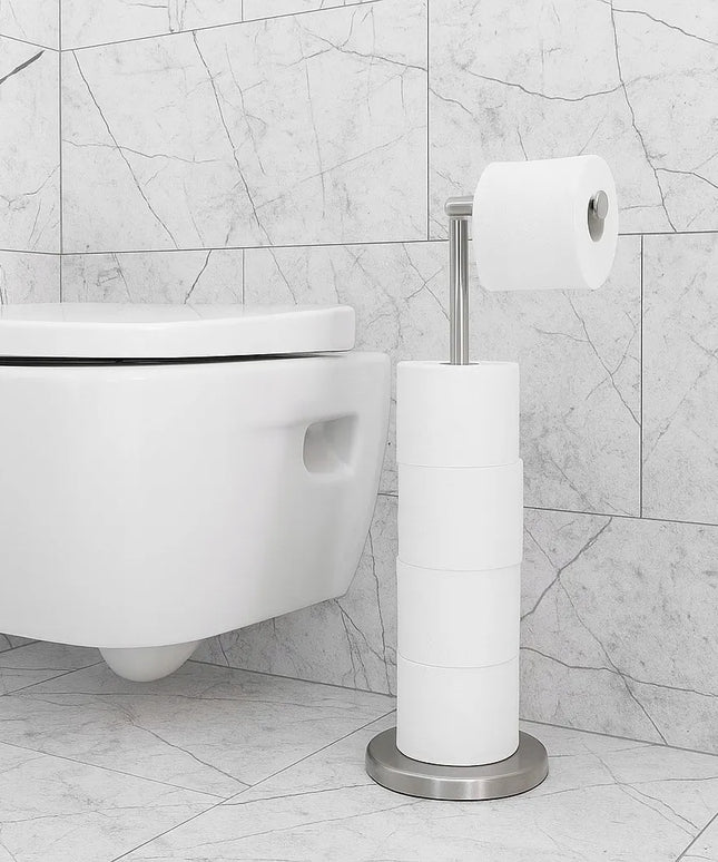 Yoka Home 2-in-1 tualetinio popieriaus stovas su laikikliu, sidabrinis, XXL